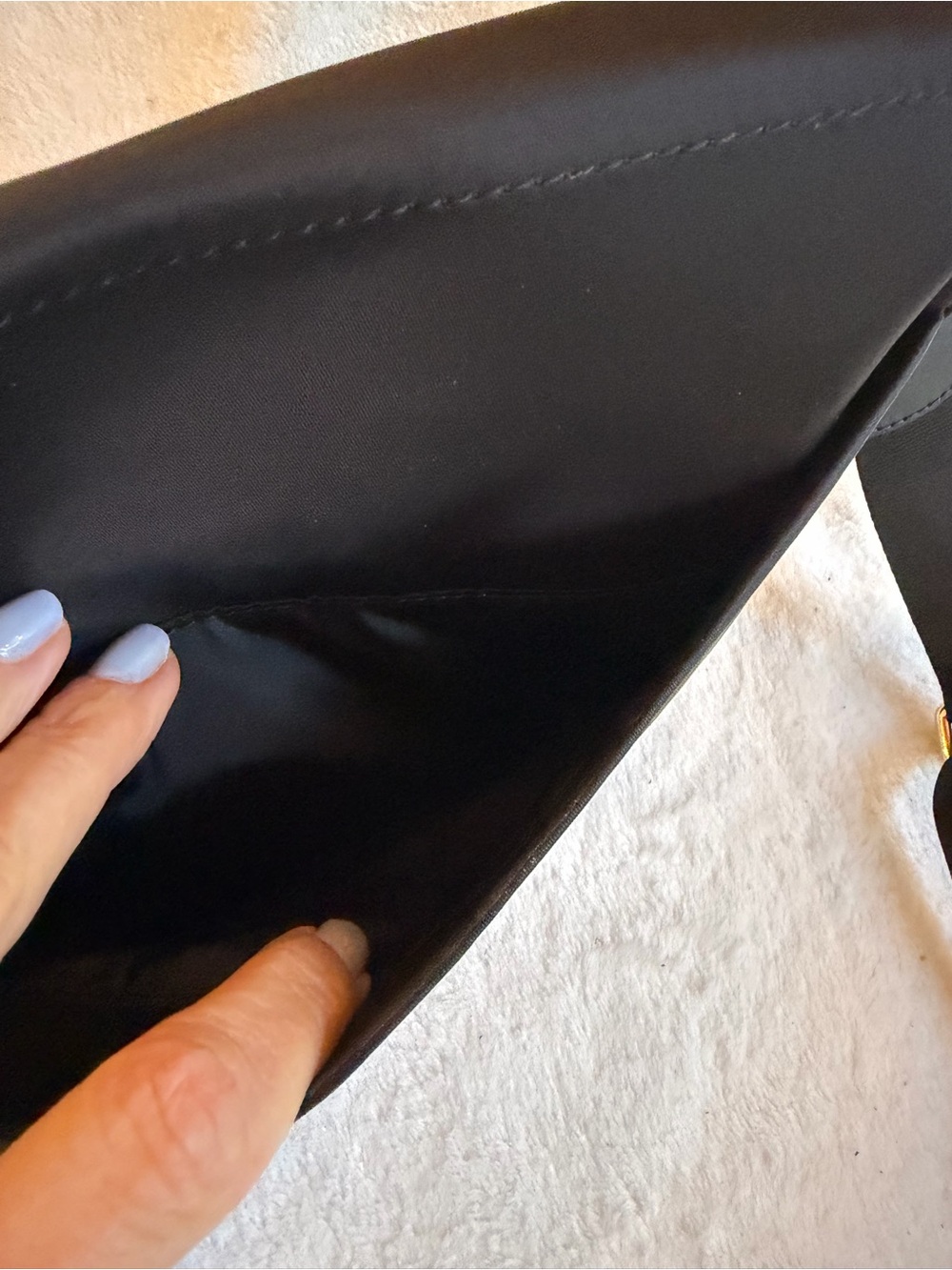 Quince Black Revive Nylon Foldover Crossbody Bag NWOT Adjustable Strap Gold Zip - Picture 13 of 13